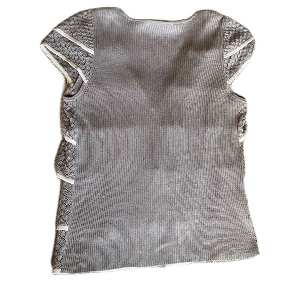 Design History sweater ruffle front cardigan taupe cream Medium - Picture 8 of 13